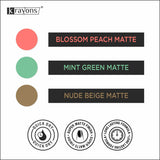 Krayons Cute Super Matte Finish Nail Enamel, Quick Dry, LongLasting, Blossom Peach, Mint Green, Nude Beige, 6ml Each (Pack of 3)