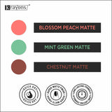 Krayons Cute Super Matte Finish Nail Enamel, Quick Dry, LongLasting, Blossom Peach, Mint Green, Chestnut Matte, 6ml Each (Pack of 3)