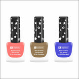 Krayons Cute Super Matte Finish Nail Enamel, Quick Dry, LongLasting, Blossom Peach, Nude Beige, Blue Ink, 6ml Each (Pack of 3)