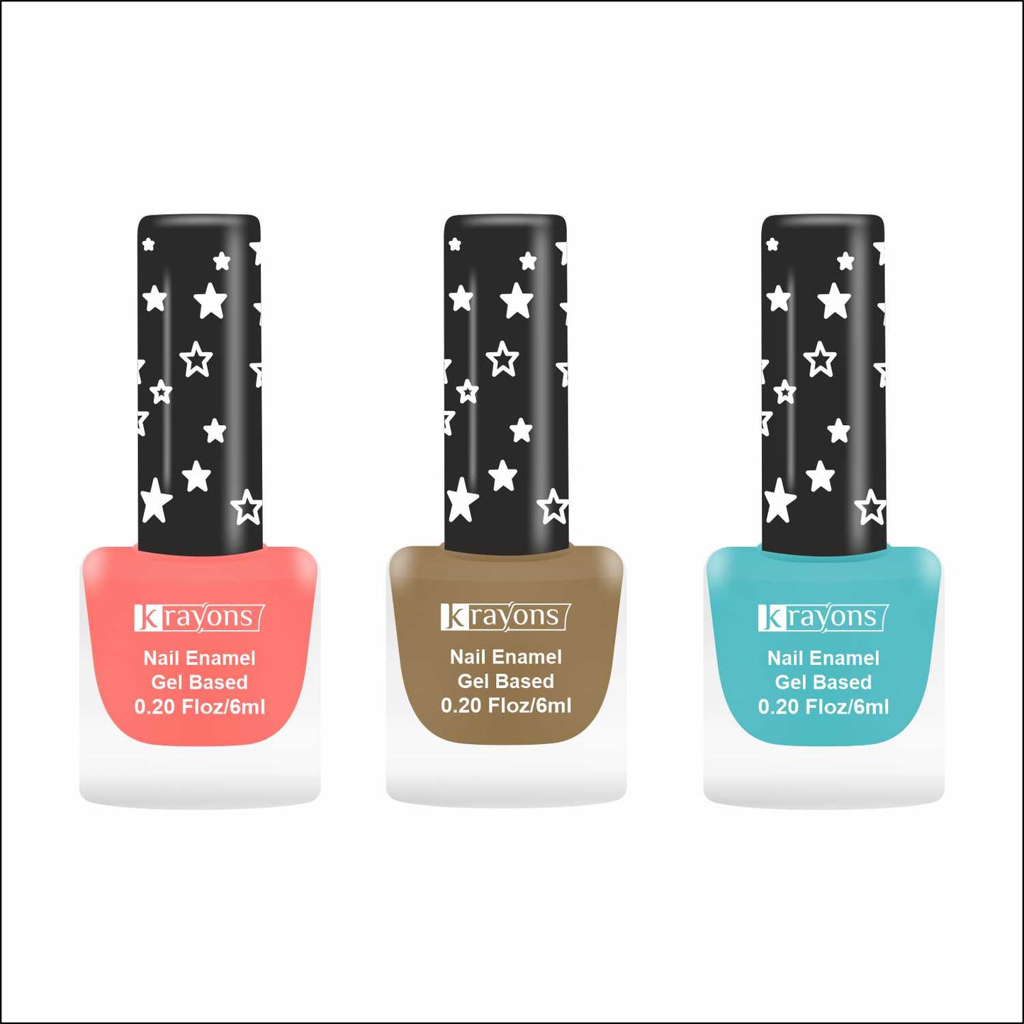 Krayons Cute Super Matte Finish Nail Enamel, Quick Dry, LongLasting, Blossom Peach, Nude Beige, Cyan Matte, 6ml Each (Pack of 3)