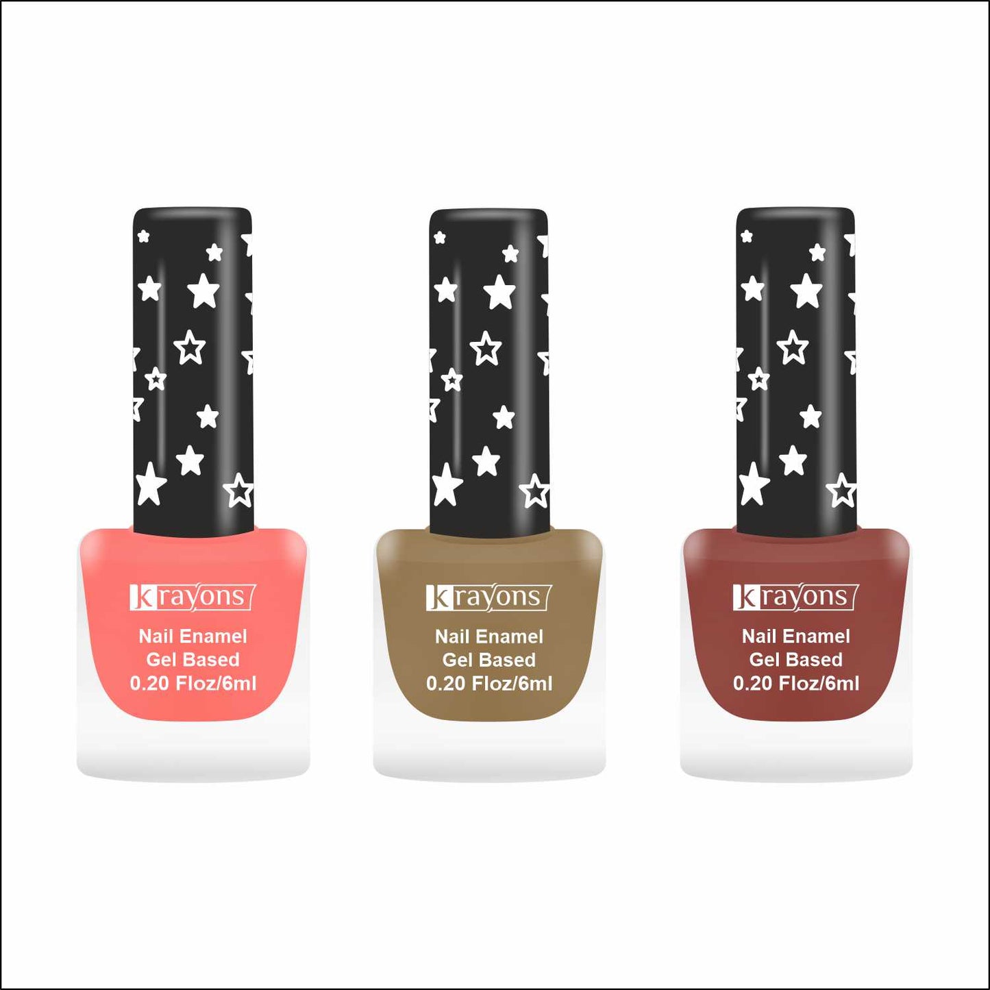 Krayons Cute Super Matte Finish Nail Enamel, Quick Dry, LongLasting, Blossom Peach, Nude Beige, Chestnut Matte, 6ml Each (Pack of 3)