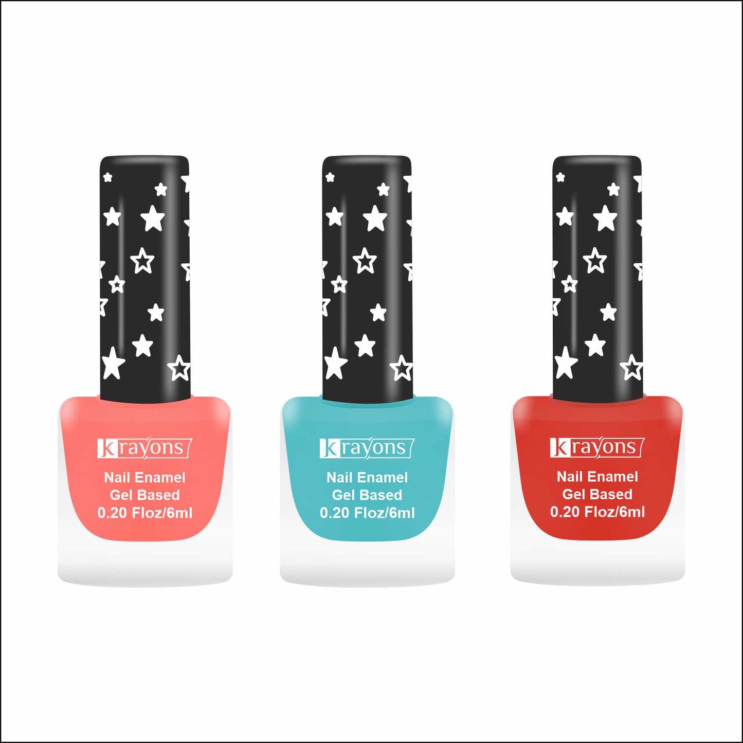 Krayons Cute Super Matte Finish Nail Enamel, Quick Dry, LongLasting, Blossom Peach, Cyan Matte, Ruby Red, 6ml Each (Pack of 3)