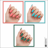 Krayons Cute Super Matte Finish Nail Enamel, Quick Dry, LongLasting, Blossom Peach, Cyan Matte, Forest Green, 6ml Each (Pack of 3)