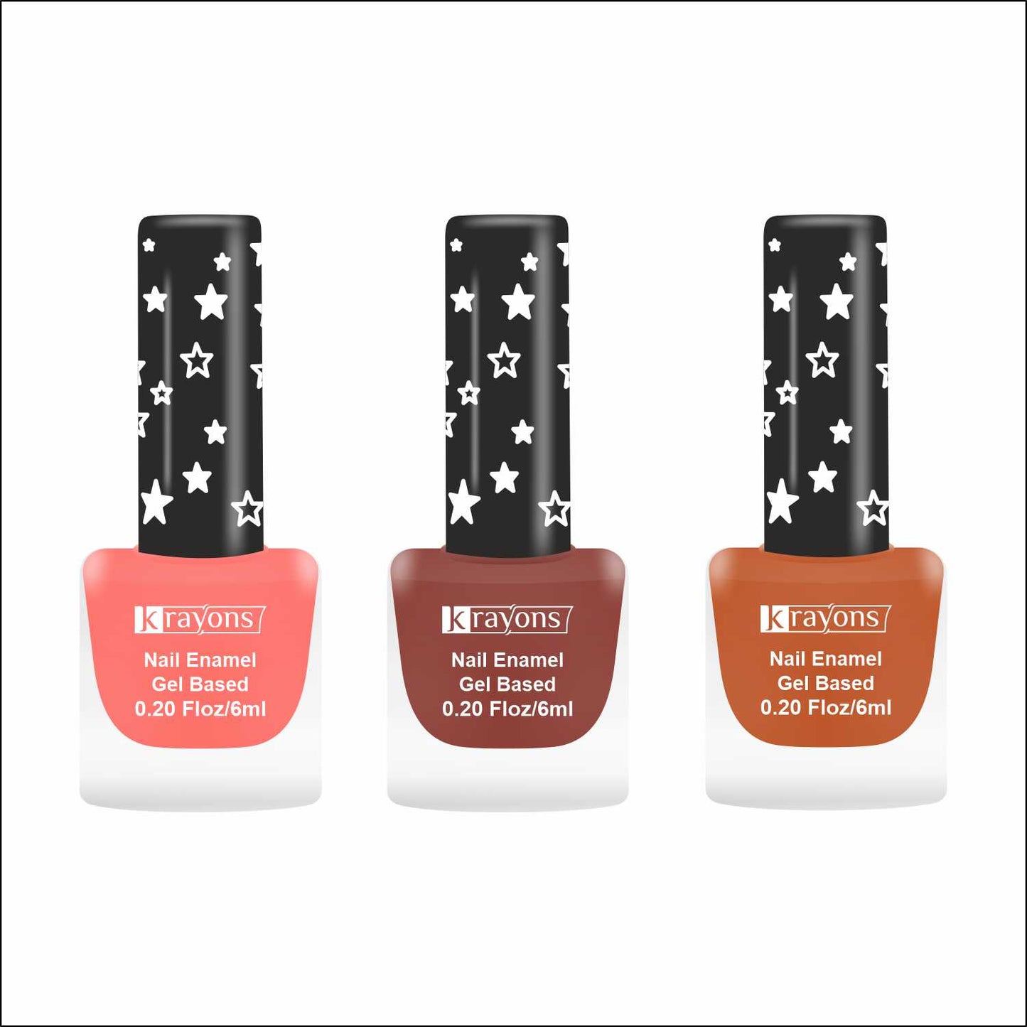 Krayons Cute Super Matte Finish Nail Enamel, Quick Dry, LongLasting, Blossom Peach, Chestnut Matte, Brick Orange, 6ml Each (Pack of 3)