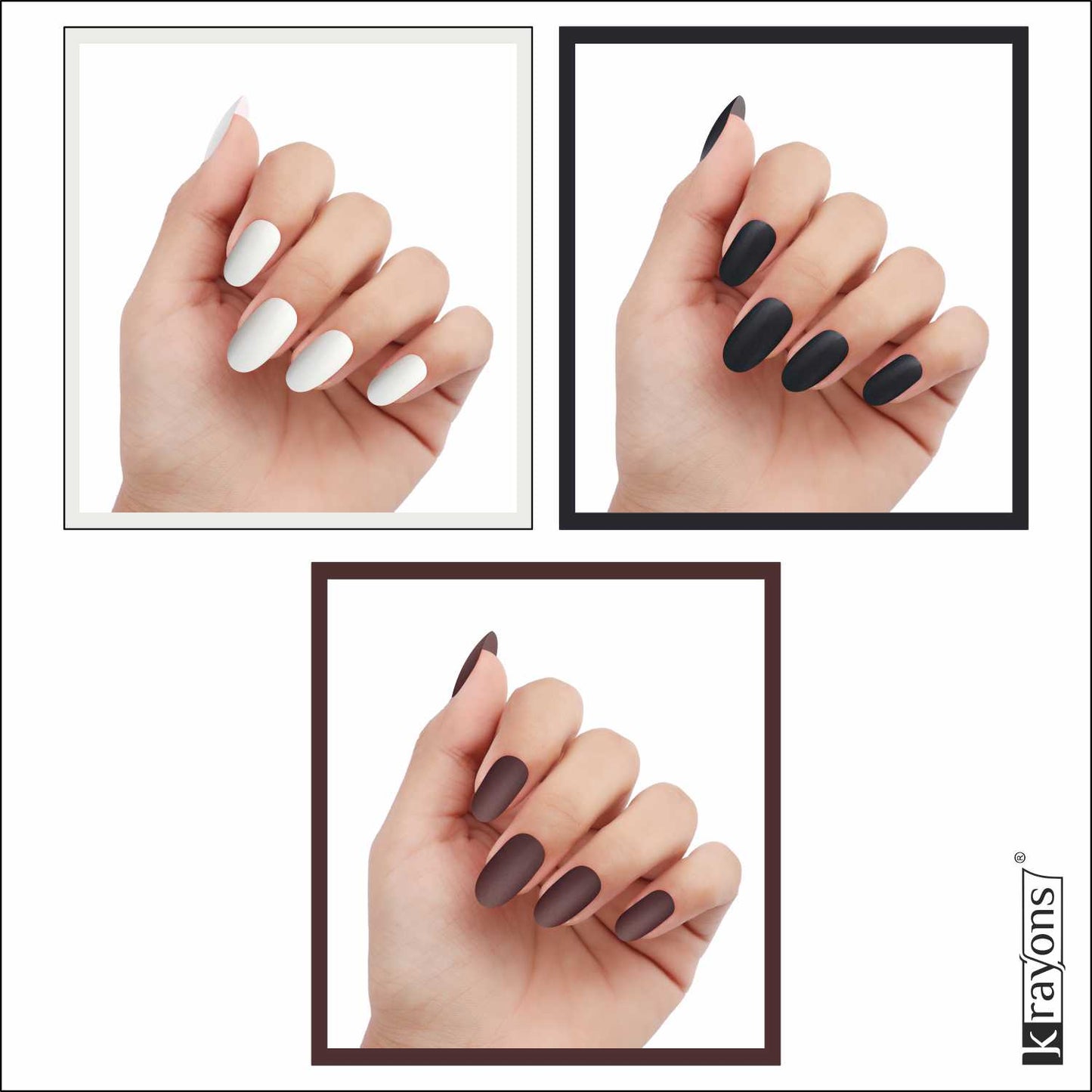 Krayons Cute Super Matte Finish Nail Enamel, Quick Dry, LongLasting, Snow White, Black Magnet, Wine Matte, 6ml Each (Pack of 3)