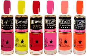 Krayons Gel Base Glossy Effect Nail Polish, Waterproof, Longlasting, Muticolor, 6ml Each (Pack of 6)
