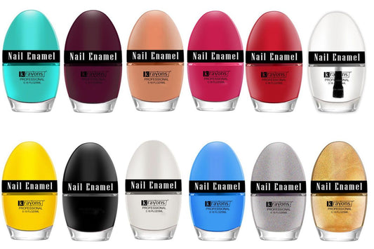 Krayons Professional Glossy Nail Paint, 5ml Each, Pack of 12 (Combo-3)