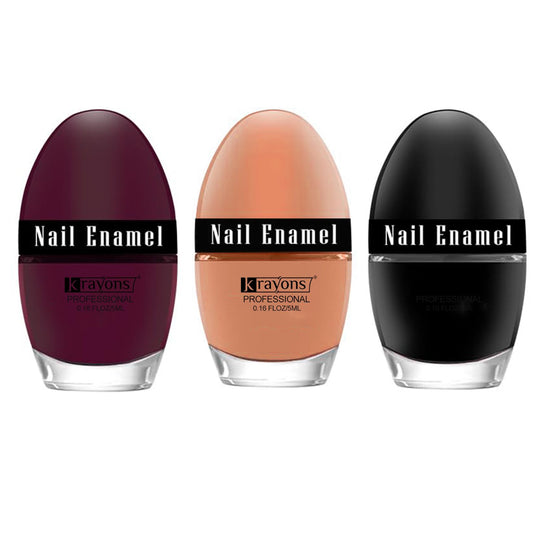 Krayons Professional Glossy Nail Paint, 5ml Each, Pack of 3 (Maroon, Nude Beige, Black Shadow)