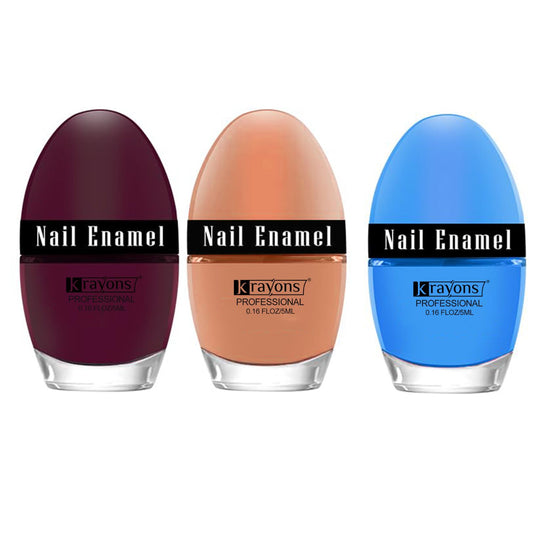 Krayons Professional Glossy Nail Paint, 5ml Each, Pack of 3 (Maroon, Nude Beige, Baby Blue)