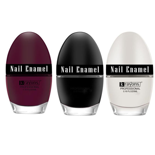 Krayons Professional Glossy Nail Paint, 5ml Each, Pack of 3 (Maroon, Black Shadow, White Snow)
