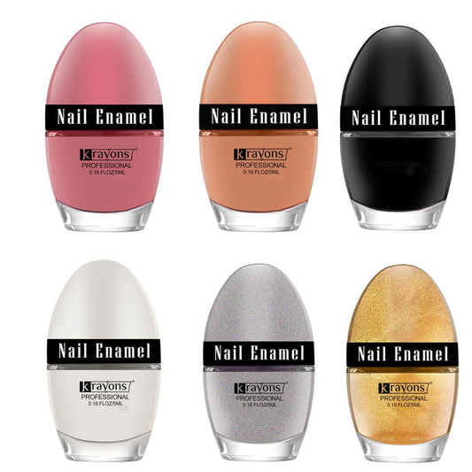 Krayons Professional Glossy Nail Paint, 5ml Each, Pack of 6 (Multicolor-18)