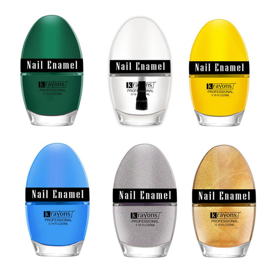 Krayons Professional Glossy Nail Paint, 5ml Each, Pack of 6 (Multicolor-14)
