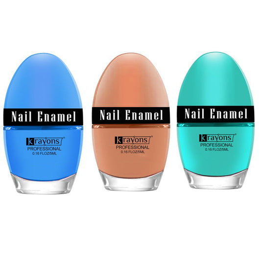 Krayons Professional Glossy Nail Paint, 5ml Each, Pack of 3 (Cyan, Nude Beige, Baby Blue)