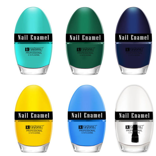 Krayons Professional Glossy Nail Paint, 5ml Each, Pack of 6 (Multicolor-17)