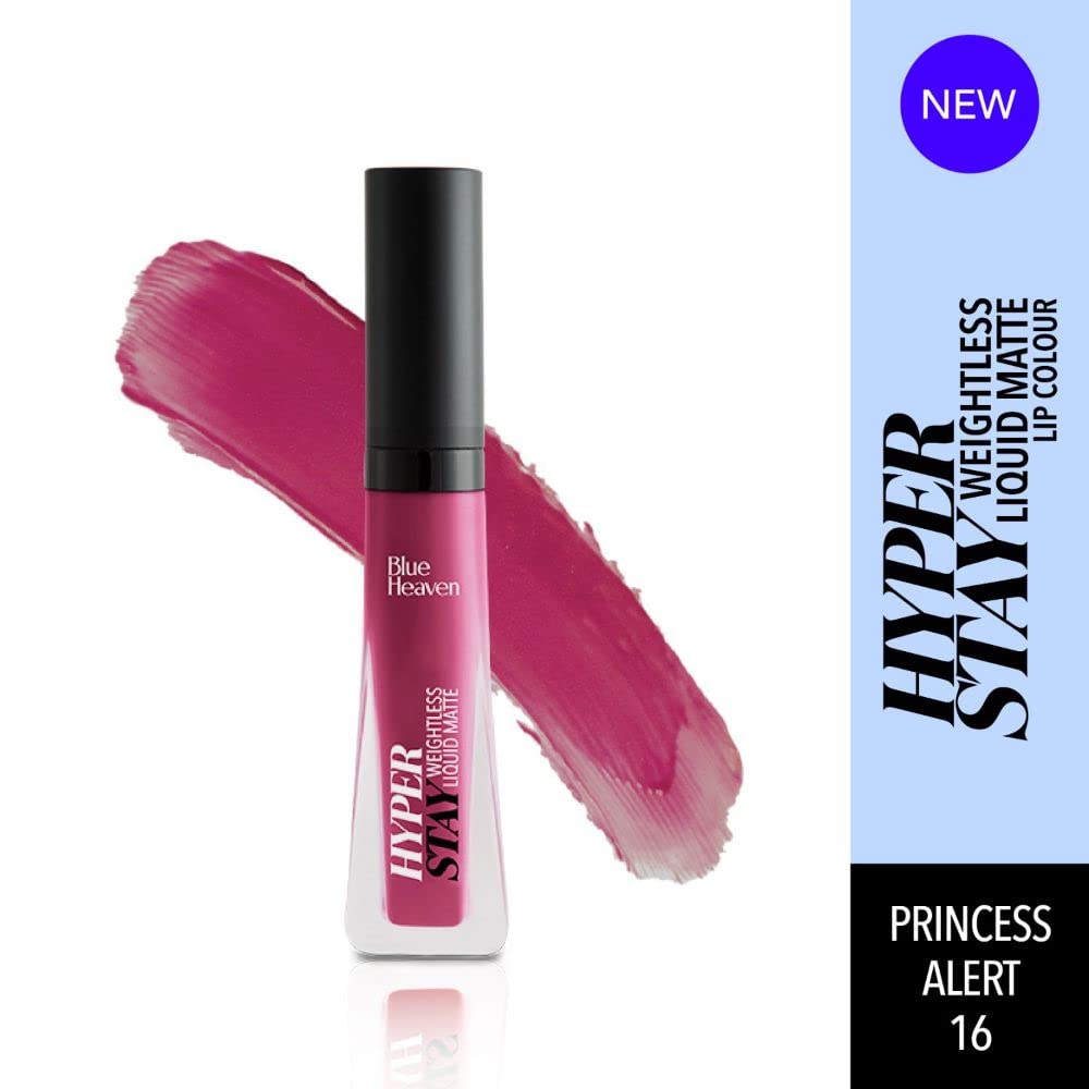 Blue Heaven Hyperstay Weightless Liquid Matte Lipstick, Smudgeproof, Transfer proof, Princess Alert, 6ml