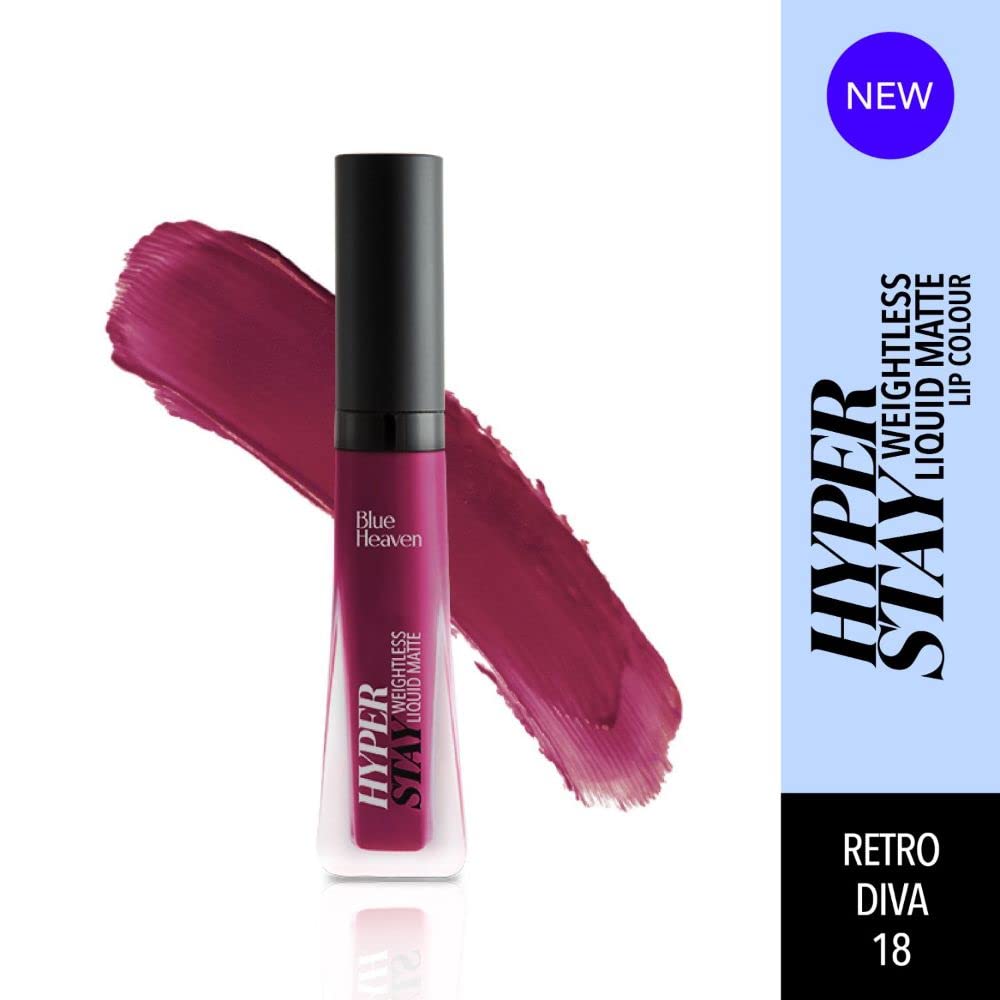 Blue Heaven Hyperstay Weightless Liquid Matte Lipstick, Smudgeproof, Transfer proof, Retro Diva, 6ml