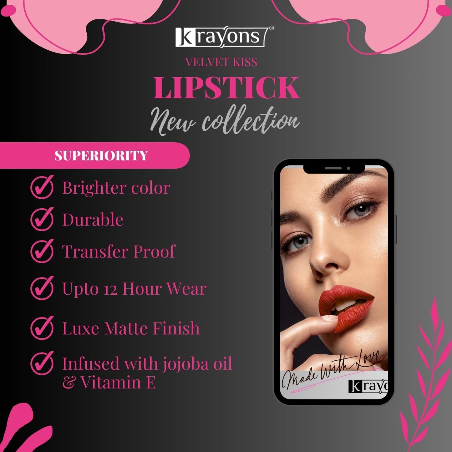 Krayons Velvet Kiss Liquid Lipstick |12hrs long stay|Intense Color Payoff | Weightless Matte Finish | Smudgeproof & Transferproof Lipstick for Women,Lipstick Combo Pack| Sheer Nude,Dark Chocolate,7 ml- PACK OF 2