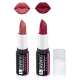 Krayons White Secret Moisturizing Matte lipstick, Waterproof, Long lasting, Coral Nude, Plum Pink, 4gm Each, Combo (Pack of 2)