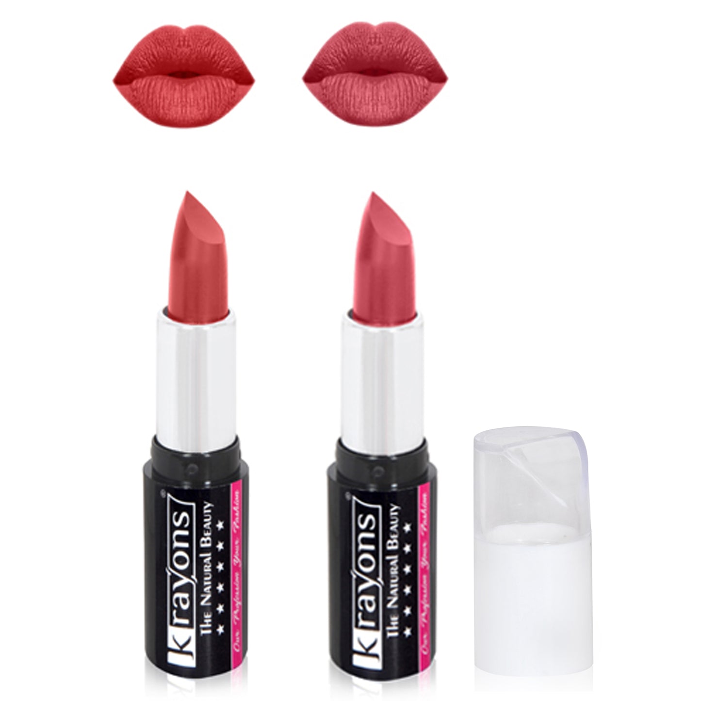 Krayons White Secret Moisturizing Matte lipstick, Waterproof, Long lasting, Indian Red, Rust Pink, 4gm Each, Combo (Pack of 2)