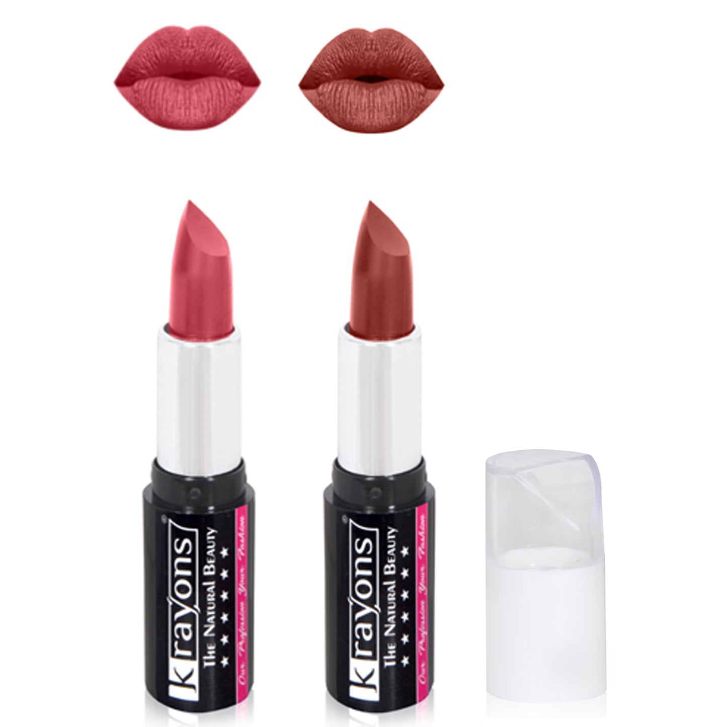 Krayons White Secret Moisturizing Matte lipstick, Waterproof, Long lasting, Rust Pink, Brick Brown, 4gm Each, Combo (Pack of 2)