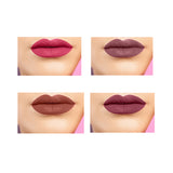 Krayons White Secret Moisturizing Matte lipstick, Waterproof, Long lasting, Pink Flower, Moody Maroon, Burgundy, Brick Brown, 4gm Each, Combo (Pack of 4)