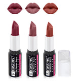Krayons White Secret Moisturizing Matte lipstick, Waterproof, Long lasting, Moody Maroon, Burgundy, Brick Brown, 4gm Each, Combo (Pack of 3)