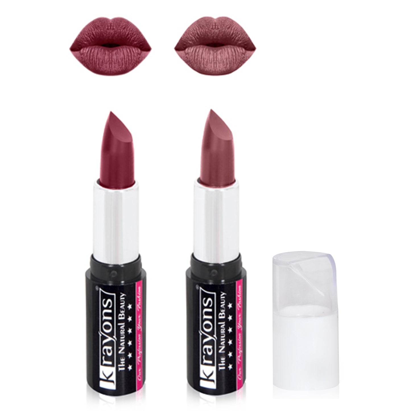 Krayons White Secret Moisturizing Matte lipstick, Waterproof, Long lasting, Burgundy, Moody Maroon, 4gm Each, Combo (Pack of 2)