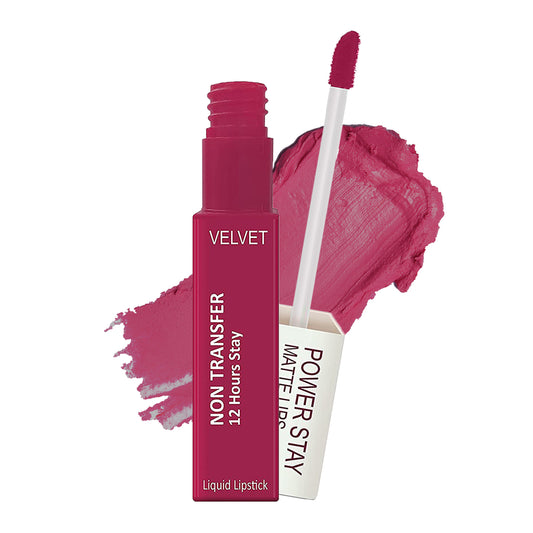 Krayons Power Stay Nontransfer 12hrs Stay Matte Liquid Lipstick, Pink Glam, Mask Proof, Smudgeproof, Longlasting, 4ml
