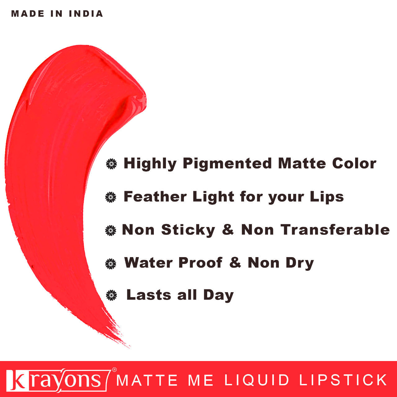 Krayons Matte Me Ultra Smooth Matte Liquid Lip Color, Mask Proof, Waterproof, Longlasting, 5ml Each, Combo, Pack of 4 (Sunset Orange, Pink Fever, Wow Pink, Hyper Orange)