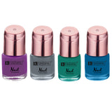 Krayons Crazy Gel Nail Enamel, Waterproof, Longlasting, 8ml Each, Multicolor, Pack of 4 (True Purple, Charcoal Grey, Blue Eyed Girl, Diamond Green)