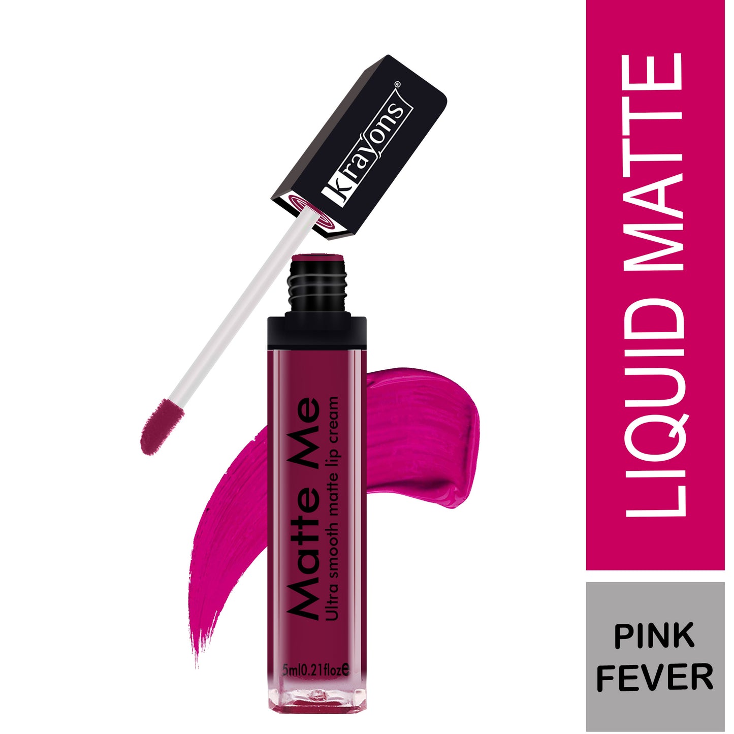 Krayons Matte Me Ultra Smooth Matte Liquid Lip Color, Mask Proof, Waterproof, Longlasting, 5ml (Pink Fever)