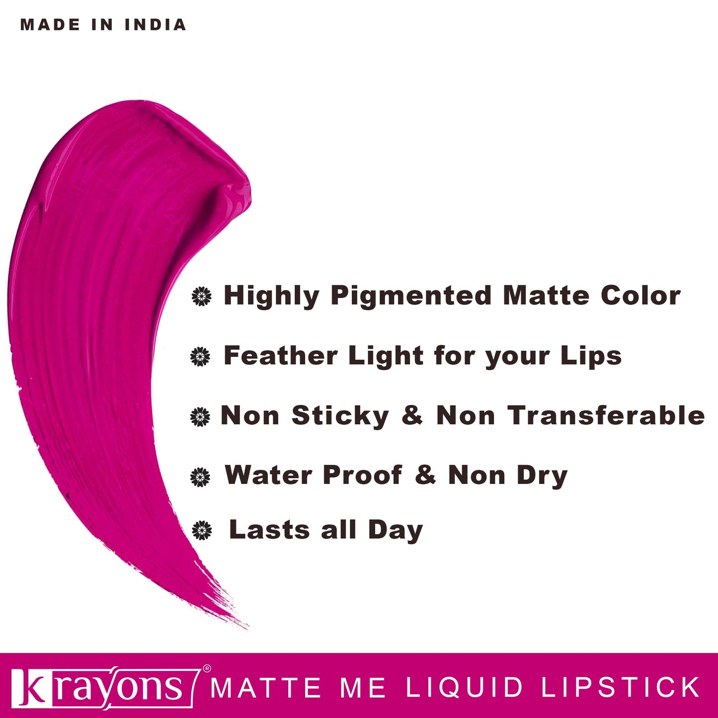 Krayons Matte Me Ultra Smooth Matte Liquid Lip Color, Mask Proof, Waterproof, Longlasting, 5ml Each, Combo, Pack of 2 (Pink Fever, Majestic Maroon)