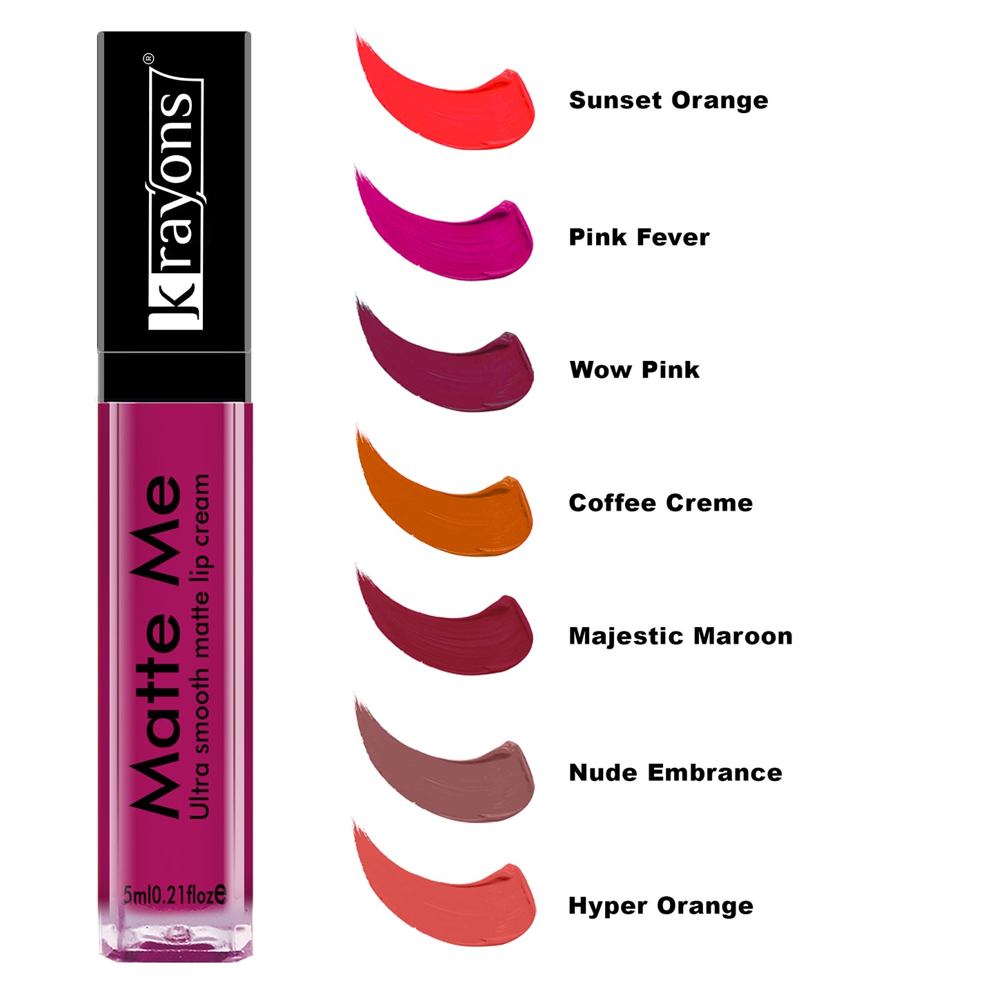 Krayons Matte Me Ultra Smooth Matte Liquid Lip Color, Mask Proof, Waterproof, Longlasting, 5ml (Wow Pink)