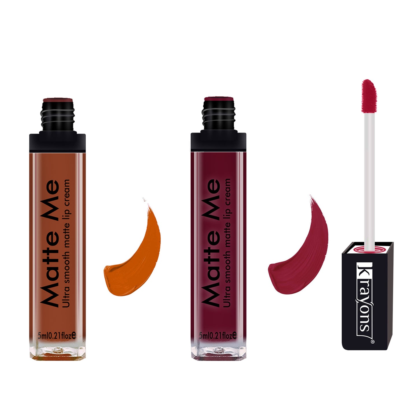 Krayons Matte Me Ultra Smooth Matte Liquid Lip Color, Mask Proof, Waterproof, Longlasting, 5ml Each, Combo, Pack of 2 (Coffee Creme, Majestic Maroon)