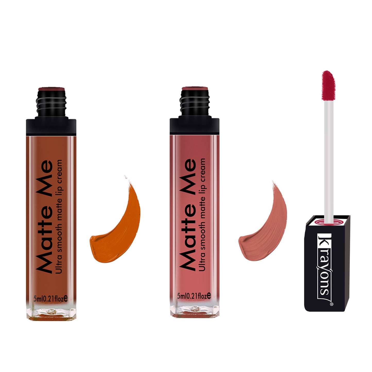 Krayons Matte Me Ultra Smooth Matte Liquid Lip Color, Mask Proof, Waterproof, Longlasting, 5ml Each, Combo, Pack of 2 (Coffee Creme, Nude Embrace)