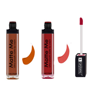 Krayons Matte Me Ultra Smooth Matte Liquid Lip Color, Mask Proof, Waterproof, Longlasting, 5ml Each, Combo, Pack of 2 (Coffee Creme, Hyper Orange)