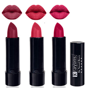 Krayons Cute  Matte Lipstick, Waterproof, Longlasting, 3.5gm Each, Pack of 3 (Shocking Pink, First Crush, Pink Lips)