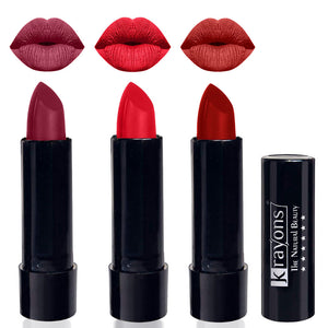 Krayons Cute Pop Matte Lipstick, Waterproof, Longlasting, 3.5gm Each, Pack of 3 (Shocking Pink, Orange Crush, Centre Stage)