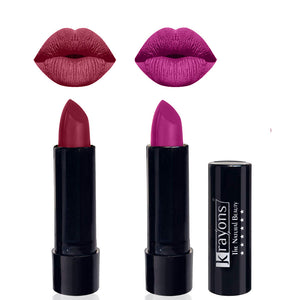 Krayons Cute  Matte Lipstick, Waterproof, Longlasting, 3.5gm Each, Pack of 2 (Brick Tone, French Rose)