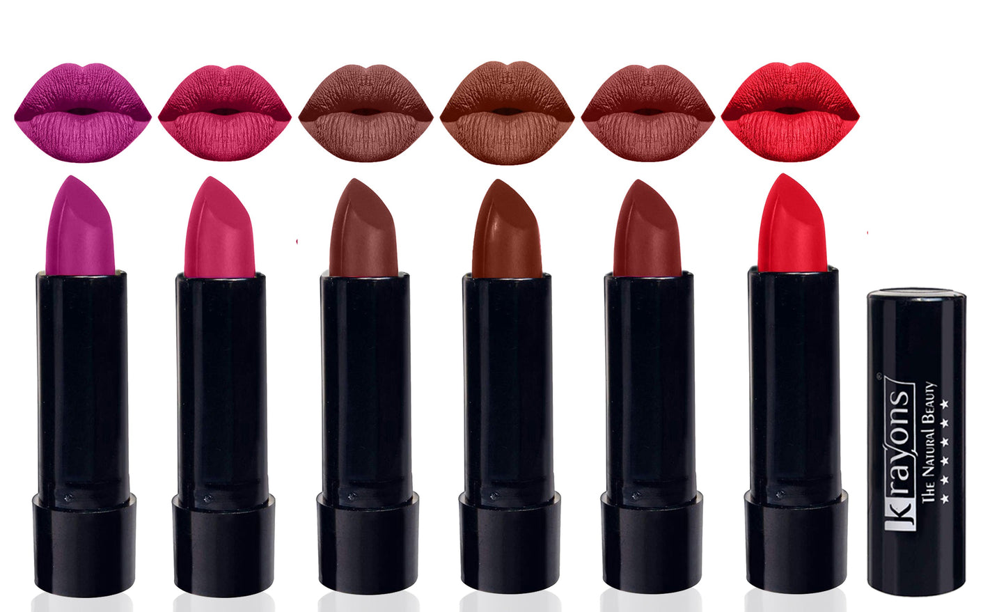 Krayons Cute  Matte Lipstick, Waterproof, Longlasting, 3.5gm Each, Multicolor (Pack of 6)