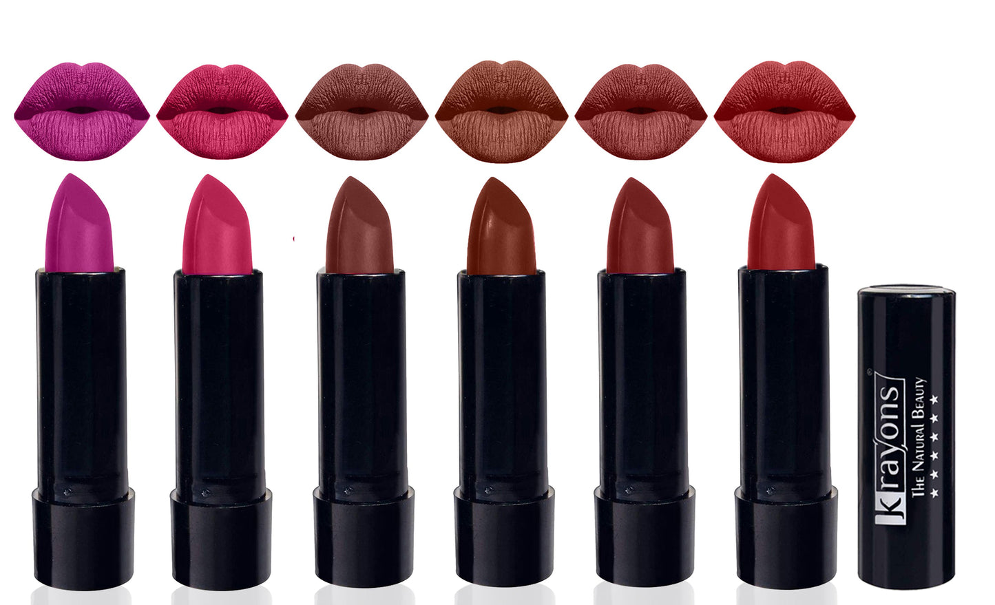 Krayons Cute  Matte Lipstick, Waterproof, Longlasting, 3.5gm Each, Multicolor (Pack of 6)