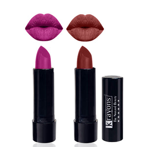 Krayons Cute  Matte Lipstick, Waterproof, Longlasting, 3.5gm Each, Pack of 2 (French Rose, Cherry Maroon)
