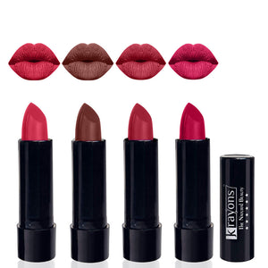 Krayons Cute Pop Matte Lipstick, Waterproof, Longlasting, 3.5gm Each, Pack of 4 (First Crush, Brick Tone, Orange Tango, Pink Lips)