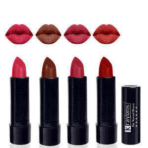 Krayons Cute Pop Matte Lipstick, Waterproof, Longlasting, 3.5gm Each, Pack of 4 (First Crush, Chocolate Mocha, Orange Tango, Centre Stage)