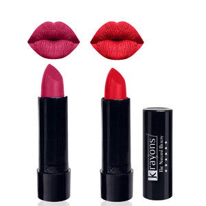 Krayons Cute  Matte Lipstick, Waterproof, Longlasting, 3.5gm Each, Pack of 2 (Angel Pink, Orange Crush)