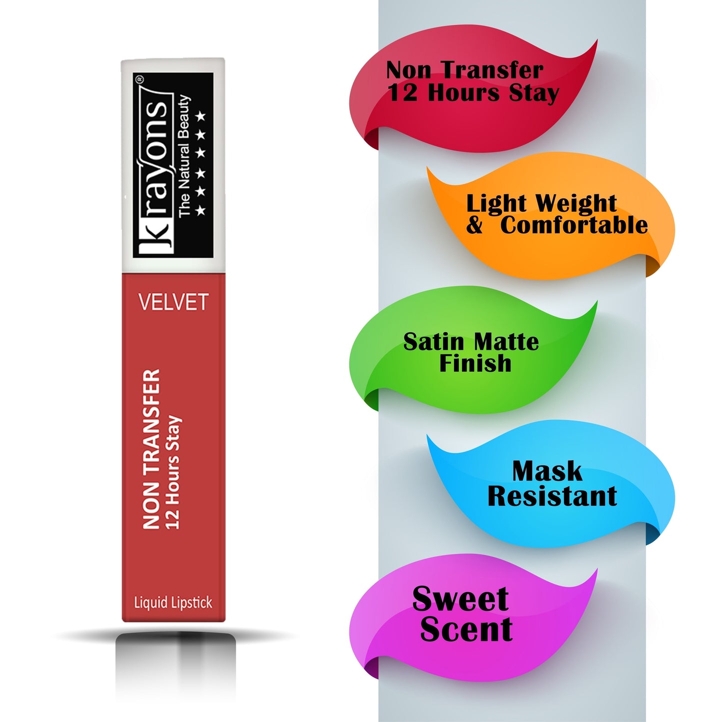 Krayons Power Stay Nontransfer 12hrs Stay Matte Liquid Lipstick, Mask Proof, 4ml Each, Combo, Pack of 2 (Caramel, Burnt Orange)