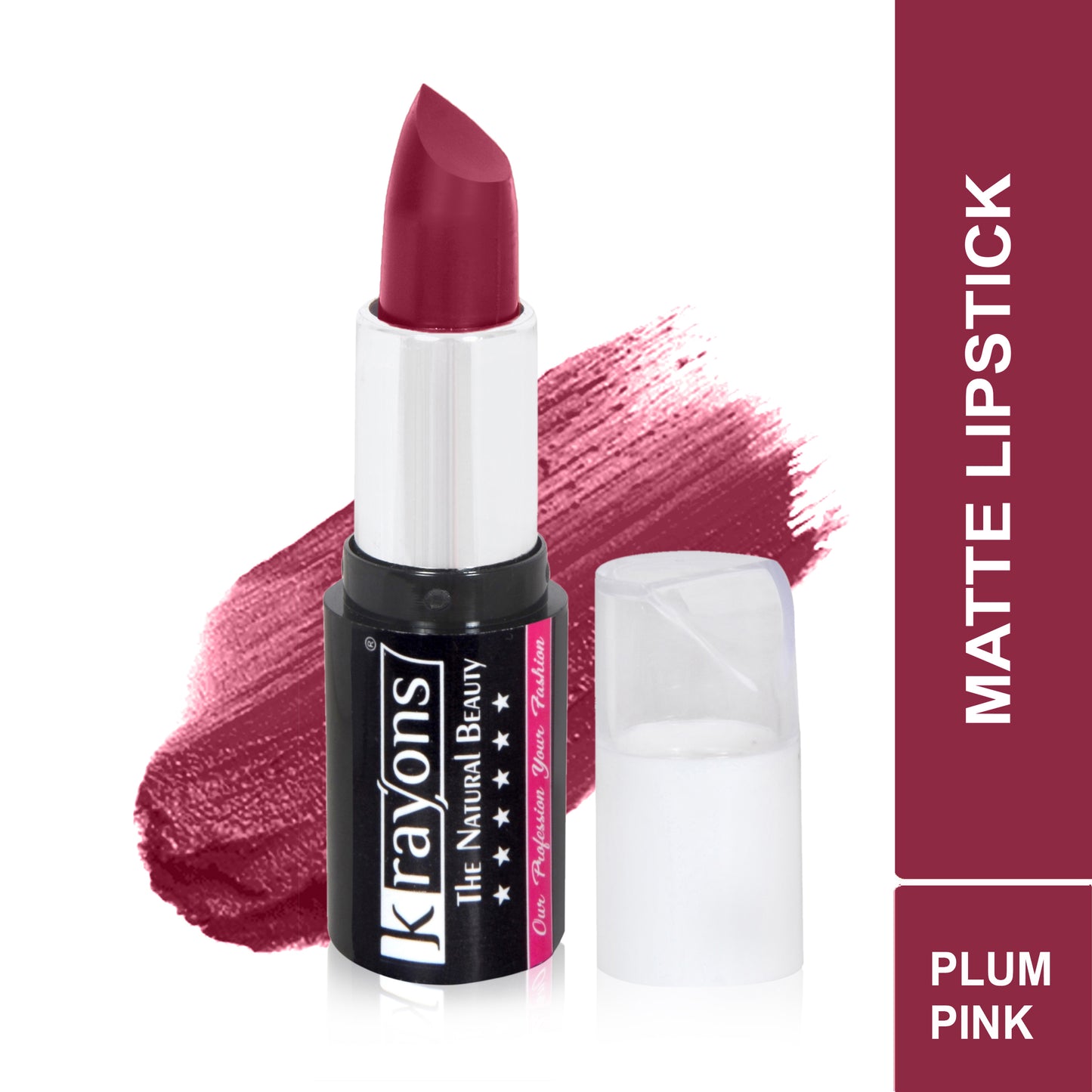 Krayons White Secret Moisturizing Matte lipstick, Waterproof, Long lasting, Pink Flower, Plum Pink, 4gm Each, Combo (Pack of 2)