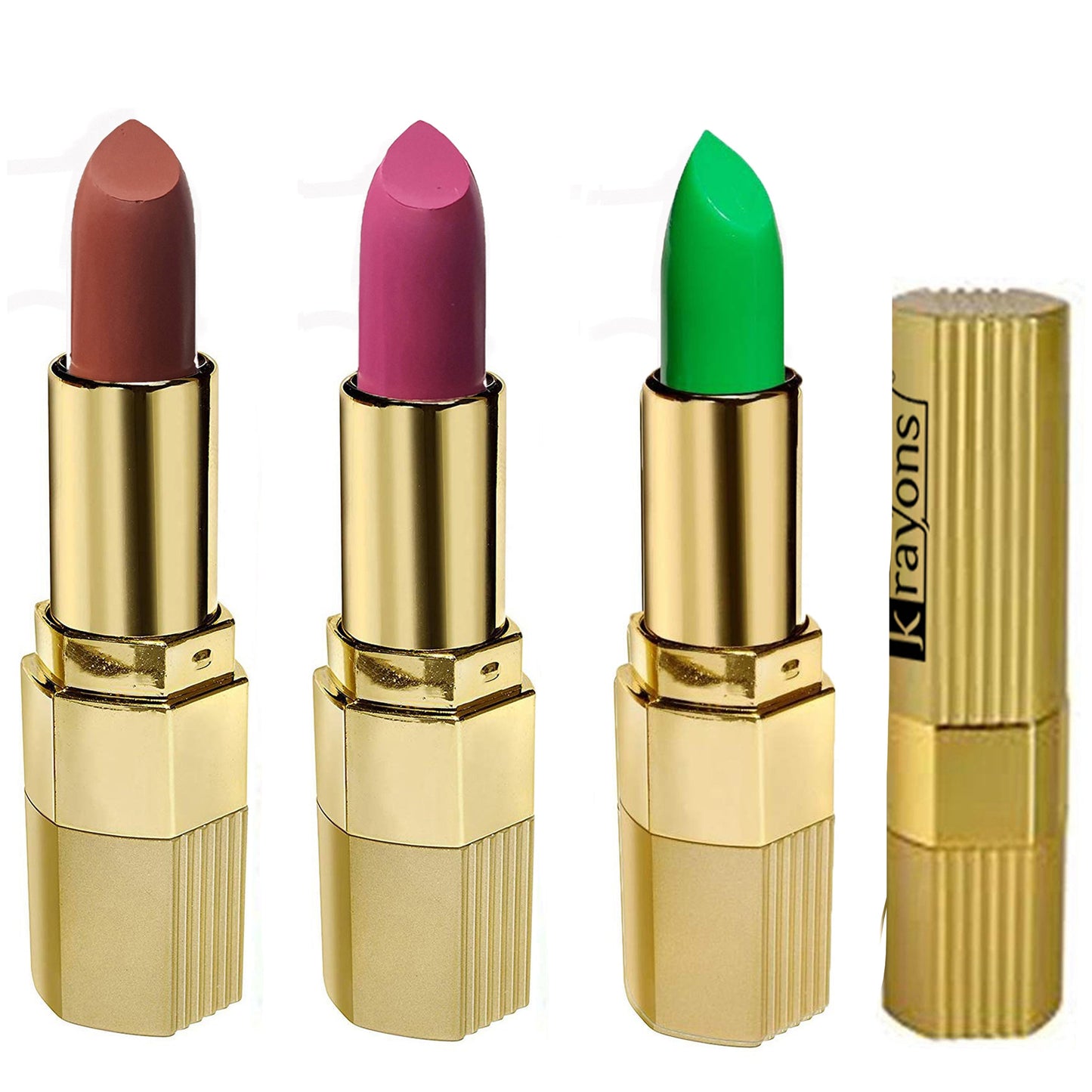 Krayons Desire Lipstick, Highly Pigmented, Longlasting, 3.5g Each, Combo, Pack of 3 (Caramel Brown, Pink Mulbery, Magic Pink)