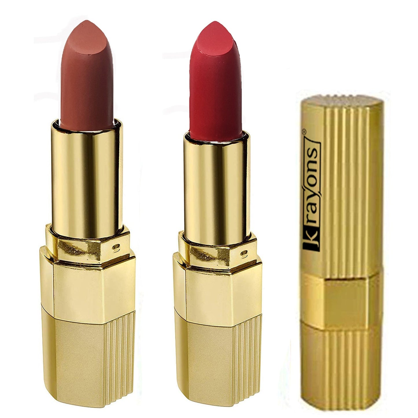 Krayons Desire Matte Lipstick, Highly Pigmented, Longlasting, 3.5g Each, Combo, Pack of 2 (Caramel Brown, Scarlet Red)