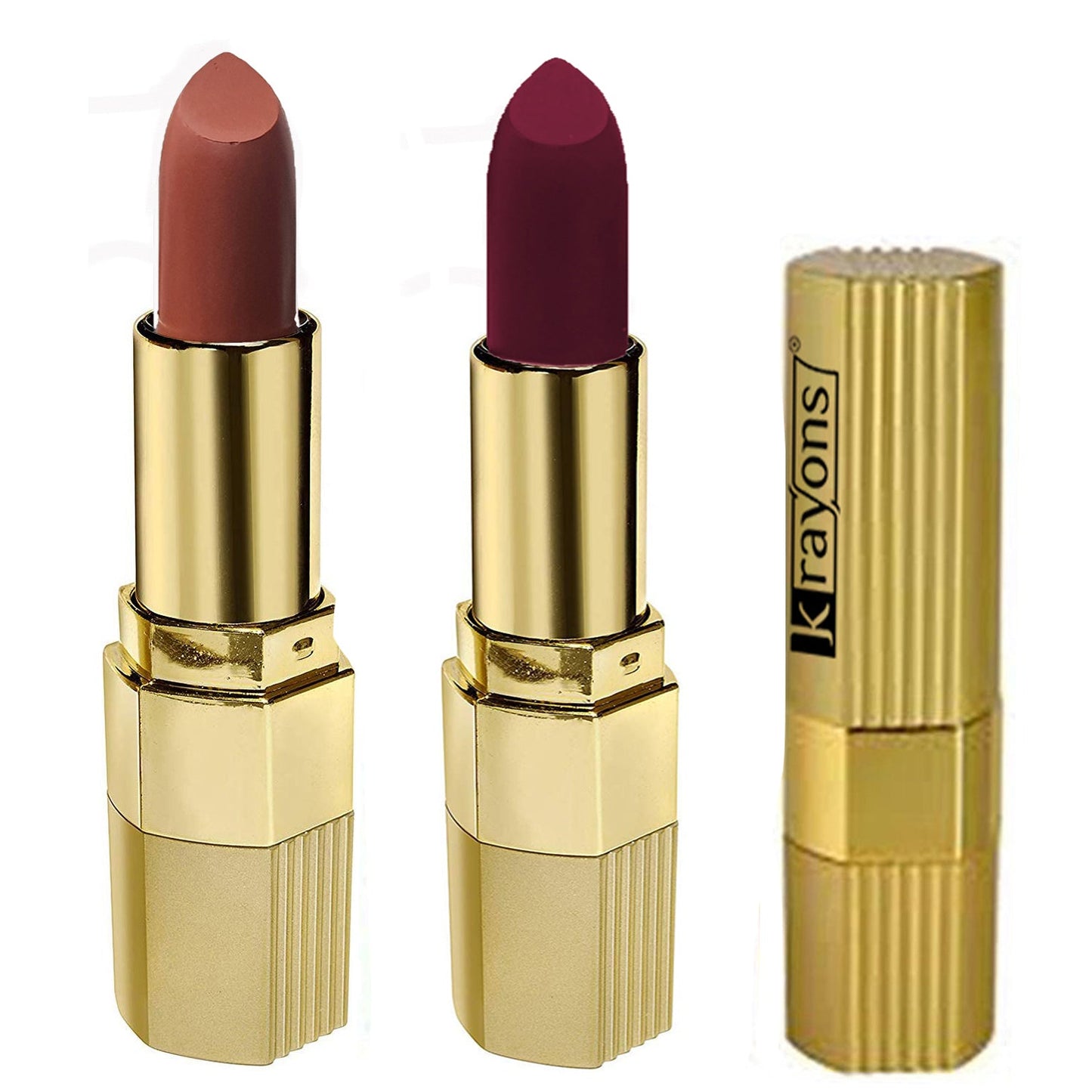 Krayons Desire Matte Lipstick, Highly Pigmented, Longlasting, 3.5g Each, Combo, Pack of 2 (Caramel Brown, Cherry Love)